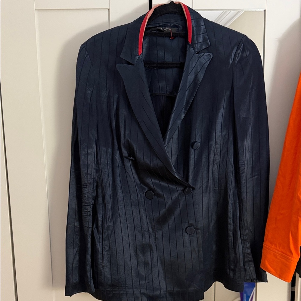 rag & bone Navy Double-Breasted Blazer